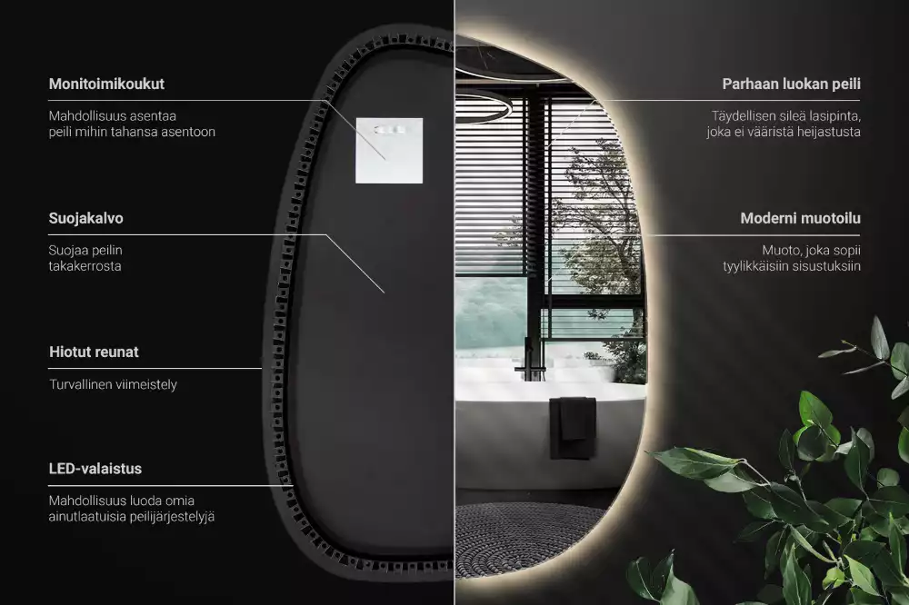 Espejo organico con luz led sin marco