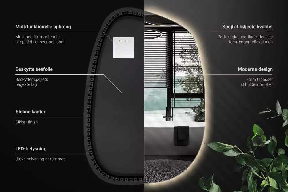Espejo organico con luz led sin marco