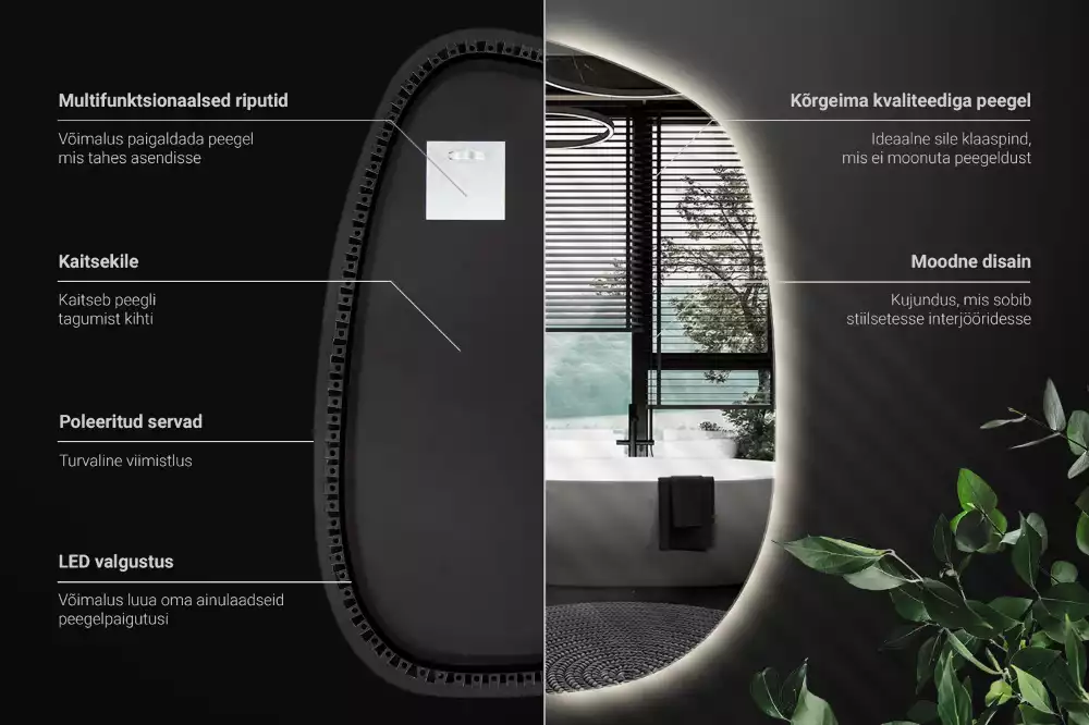 Espejo organico con luz led sin marco