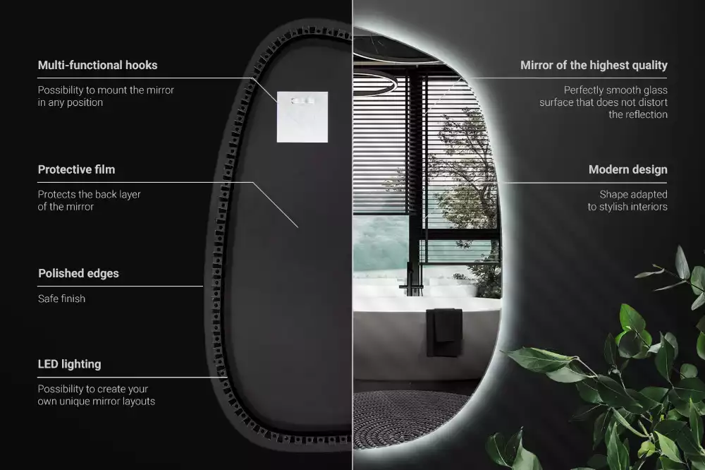 Espejo organico con luz led sin marco