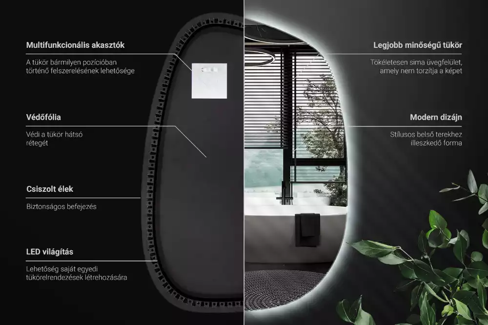 Espejo organico con luz led sin marco