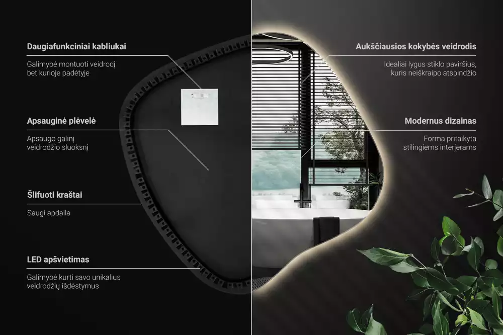 con iluminación LED única Espejo mancha