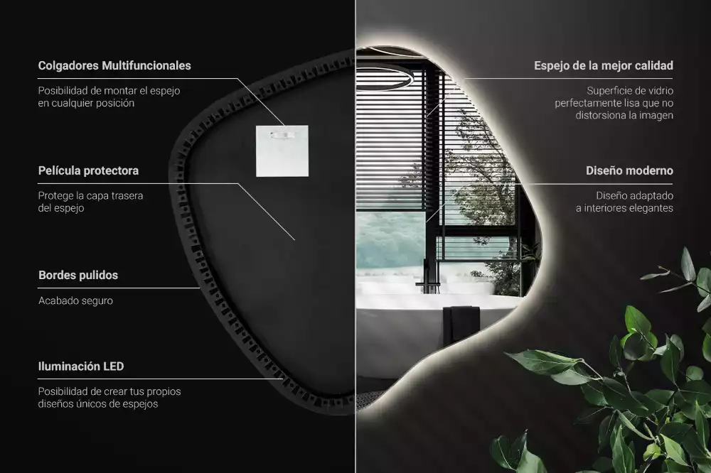 con iluminación LED única Espejo mancha