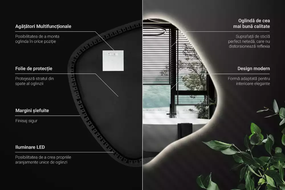 con iluminación LED única Espejo mancha