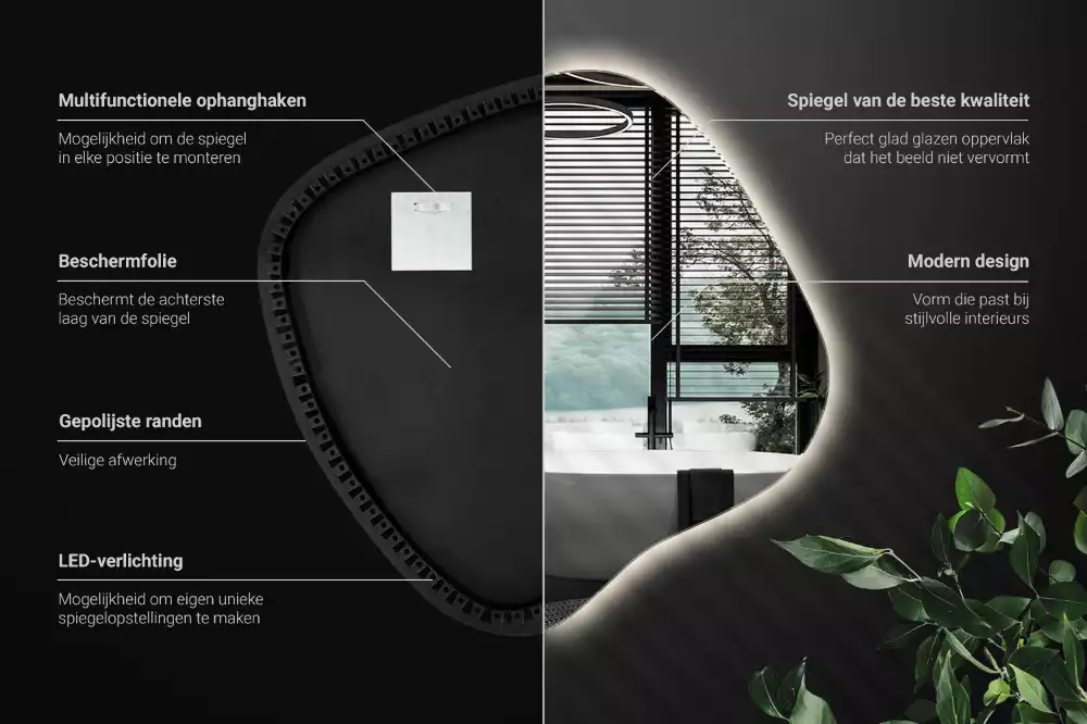 con iluminación LED única Espejo mancha