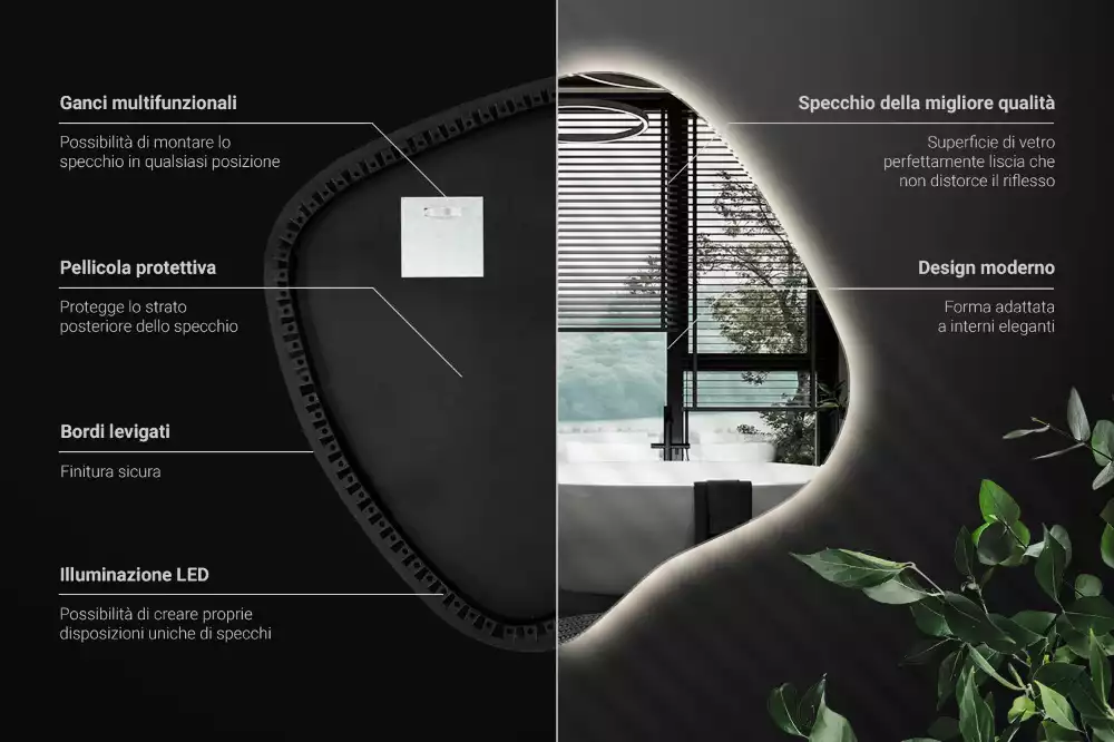 con iluminación LED única Espejo mancha