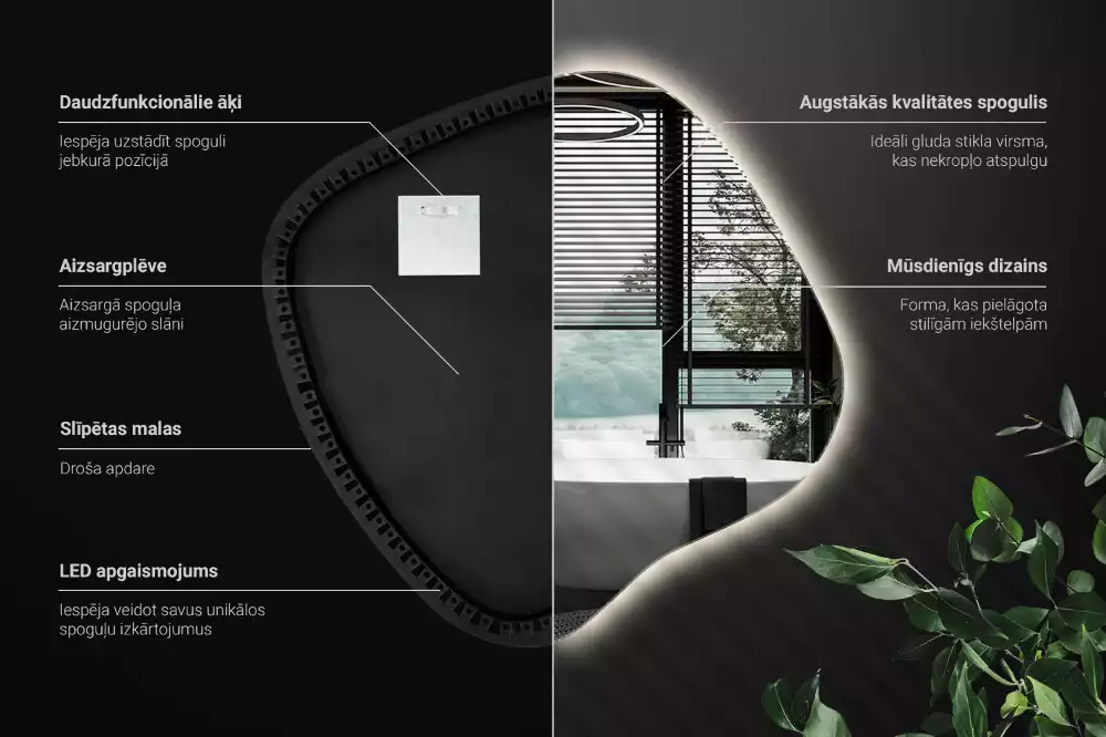 con iluminación LED única Espejo mancha