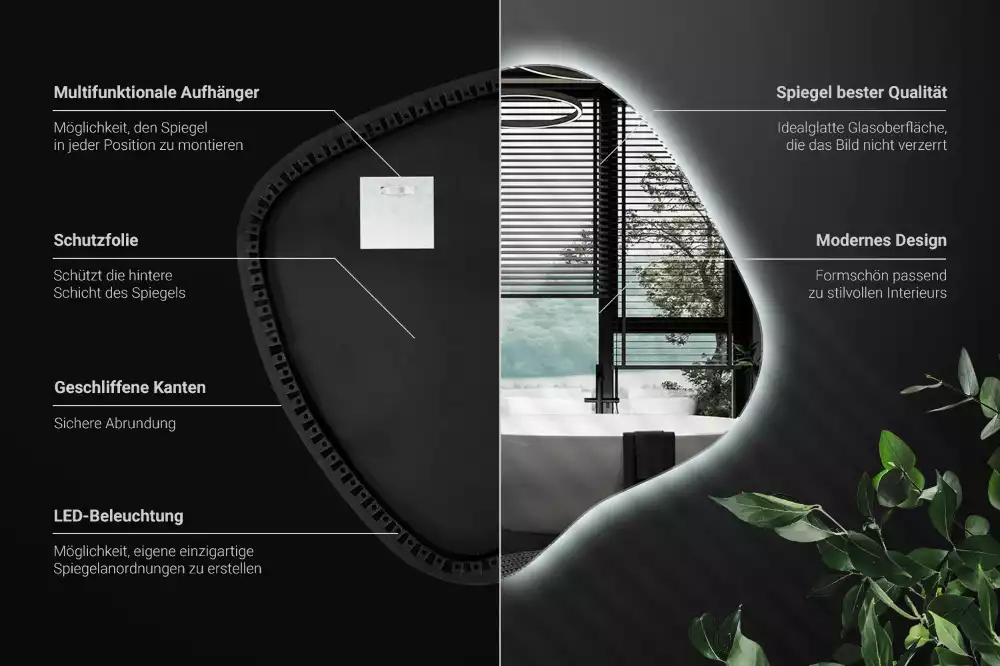 con iluminación LED única Espejo mancha