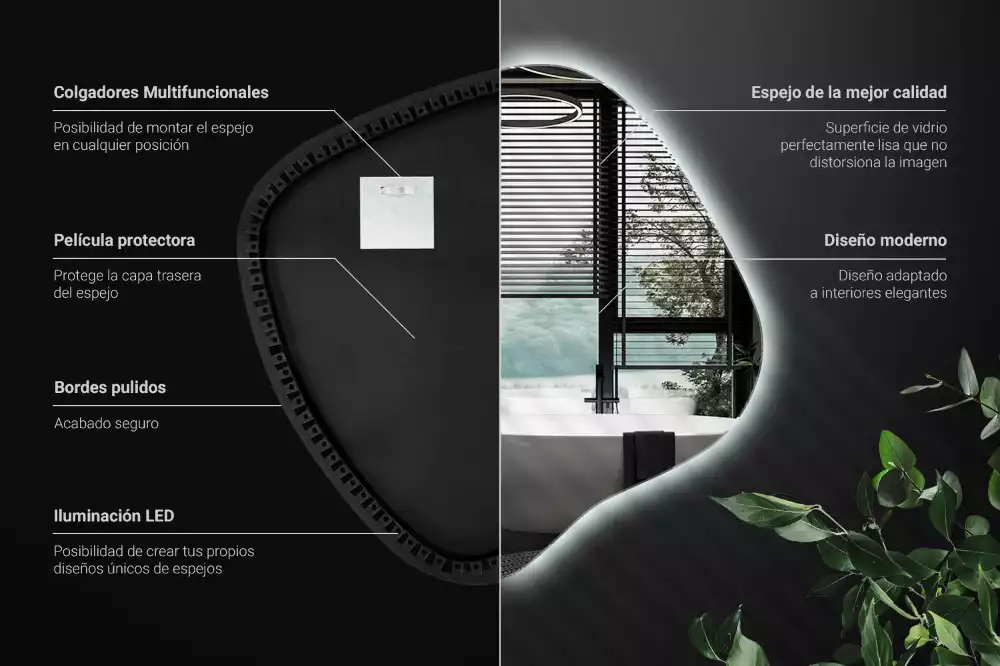 con iluminación LED única Espejo mancha