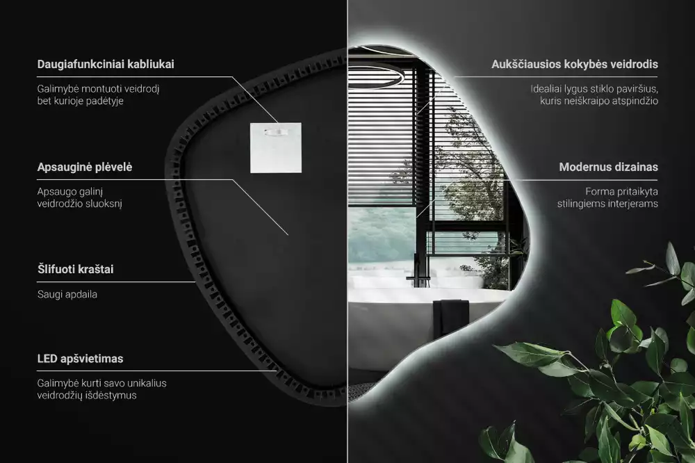 con iluminación LED única Espejo mancha