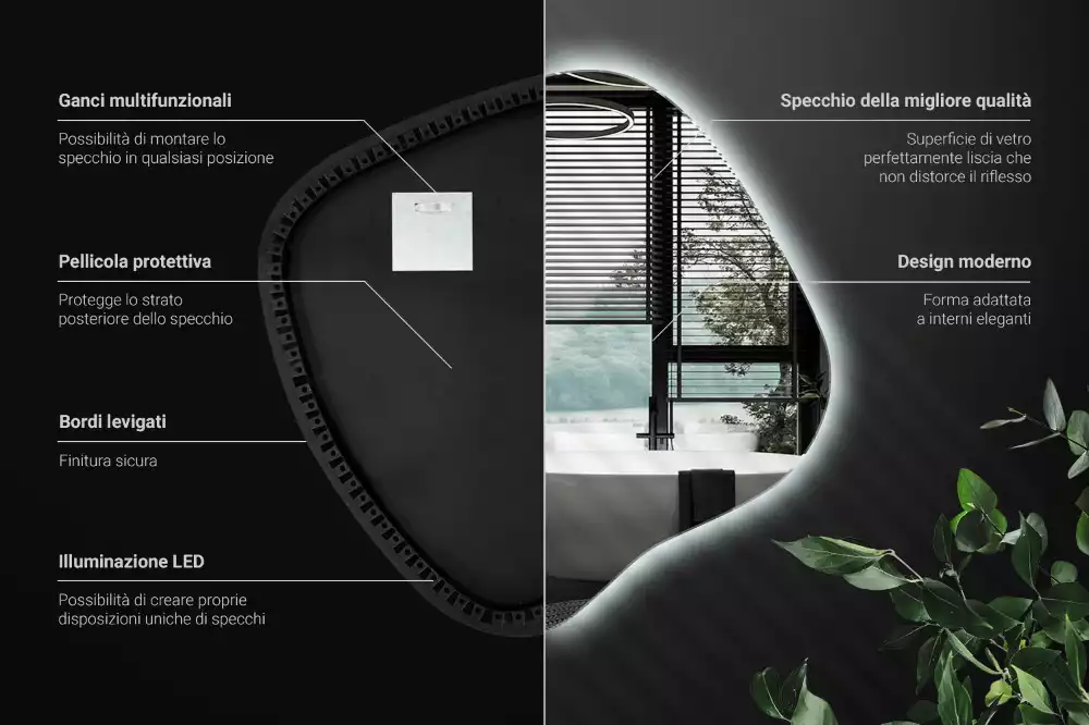 con iluminación LED única Espejo mancha