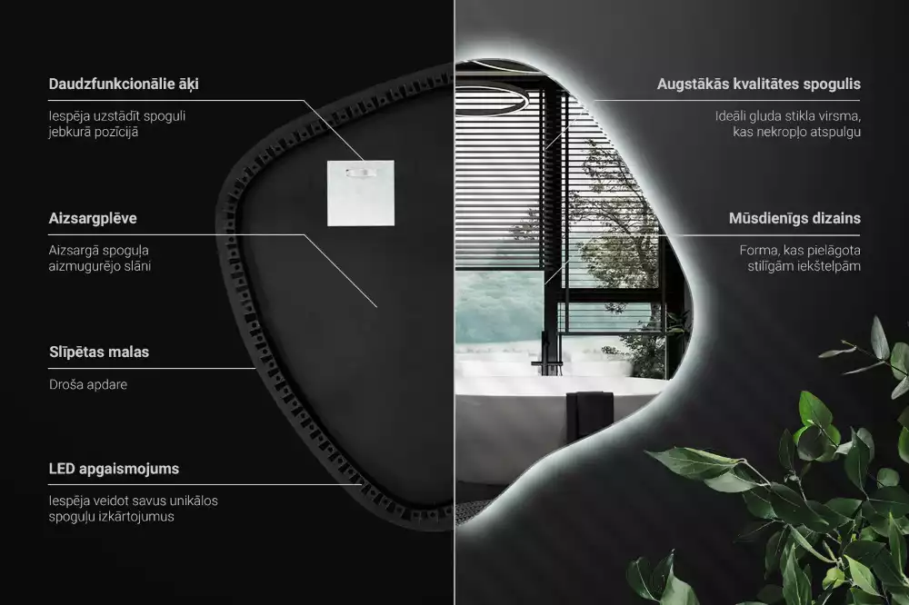 con iluminación LED única Espejo mancha