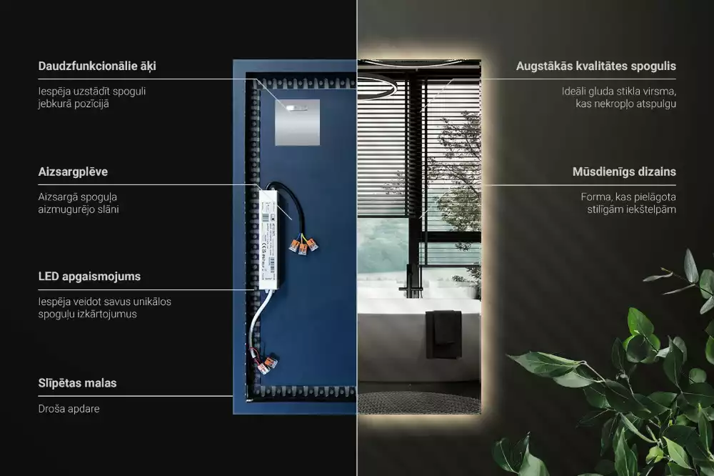 Espejo rectangular con retroiluminación LED