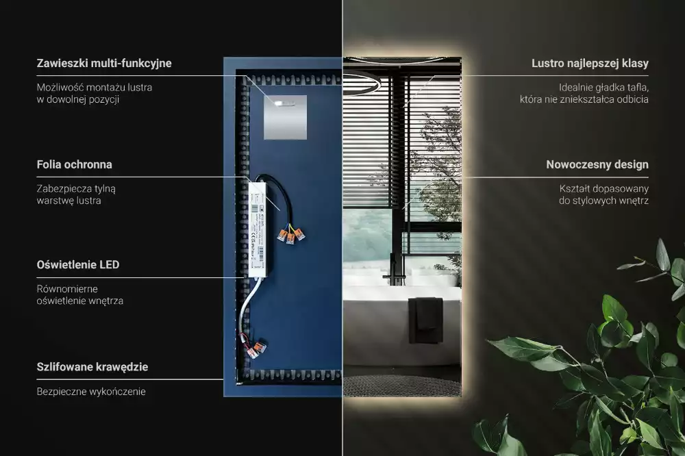 Espejo rectangular con retroiluminación LED