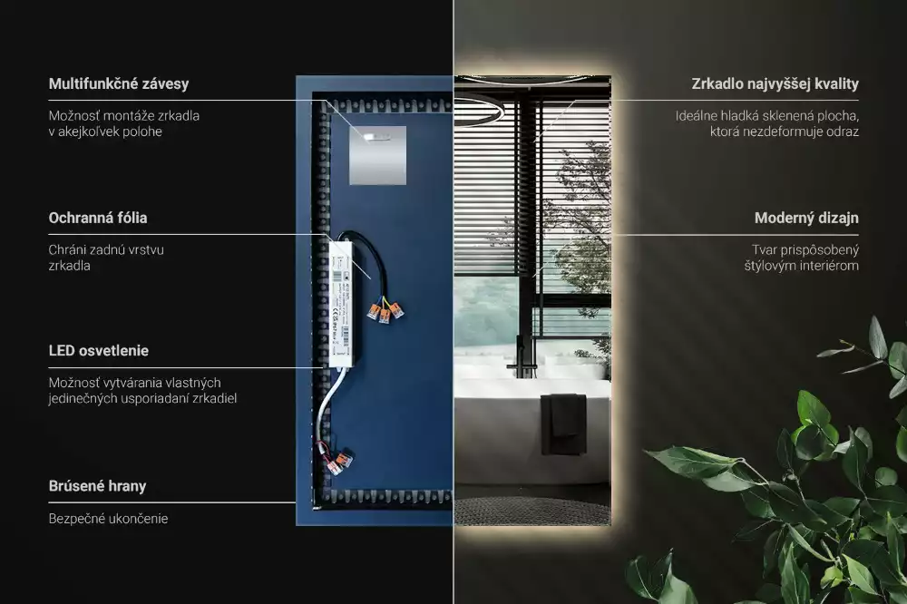 Espejo rectangular con retroiluminación LED