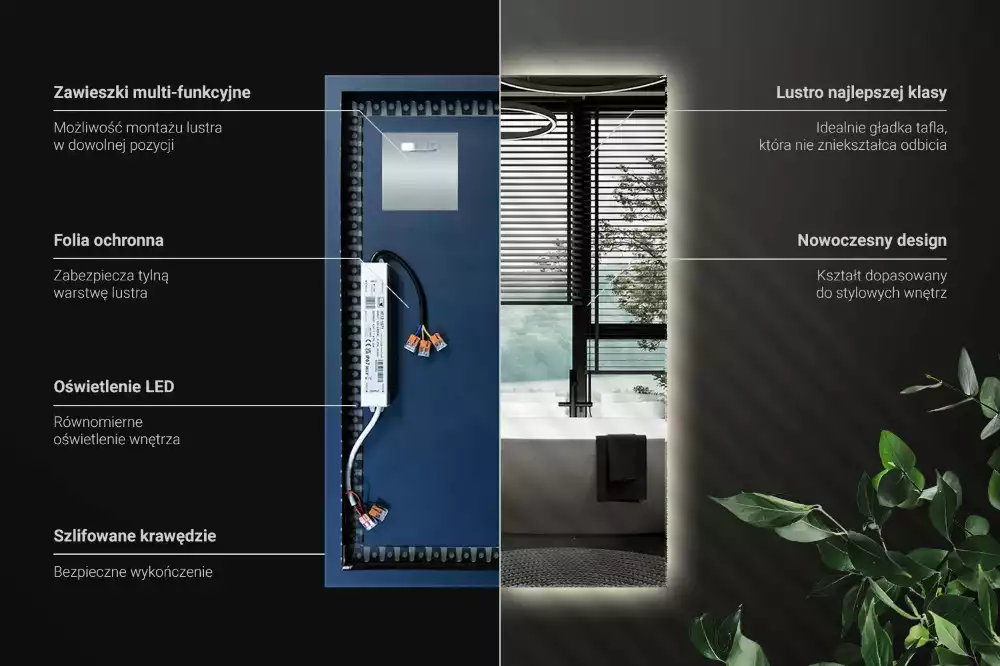 Espejo rectangular con retroiluminación LED