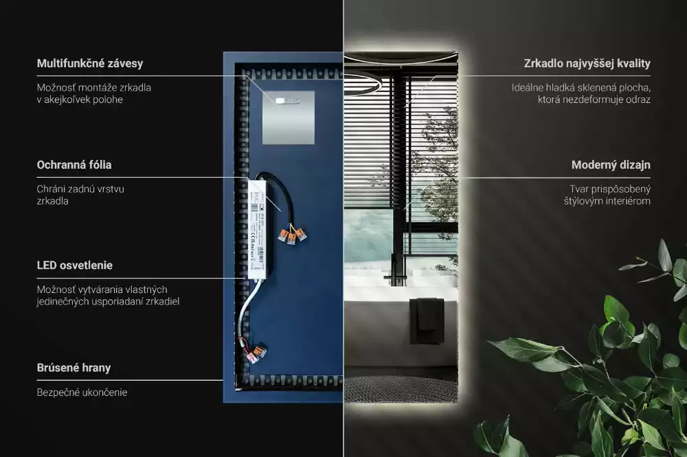 Espejo rectangular con retroiluminación LED