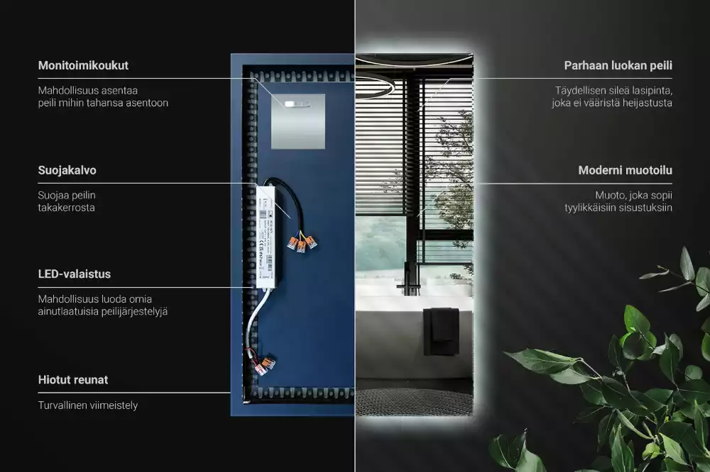 Espejo rectangular con retroiluminación LED