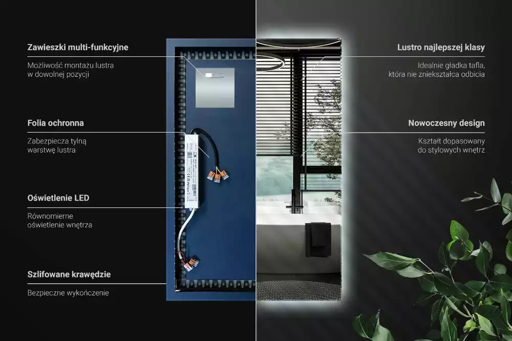 Espejo rectangular con retroiluminación LED
