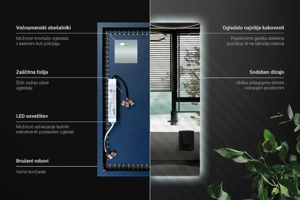 Espejo rectangular con retroiluminación LED