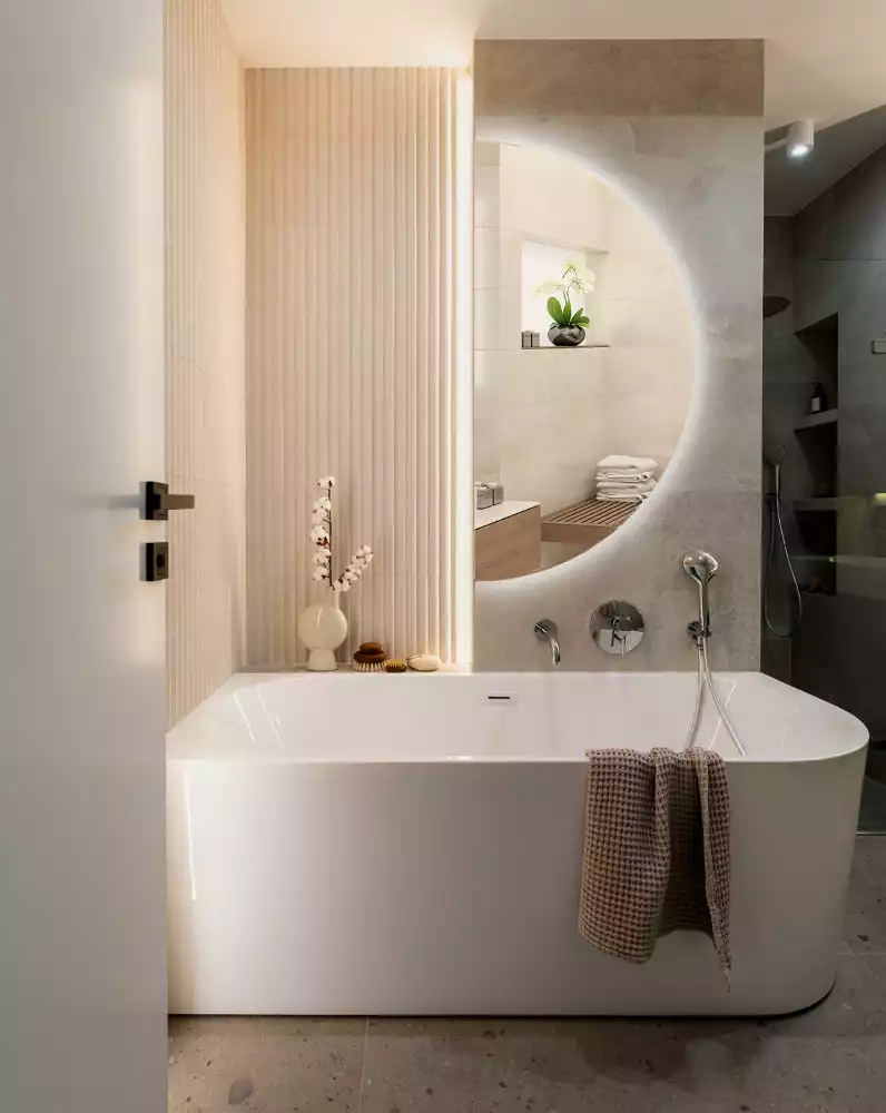 Espejo semicirculo accesorio con estilo