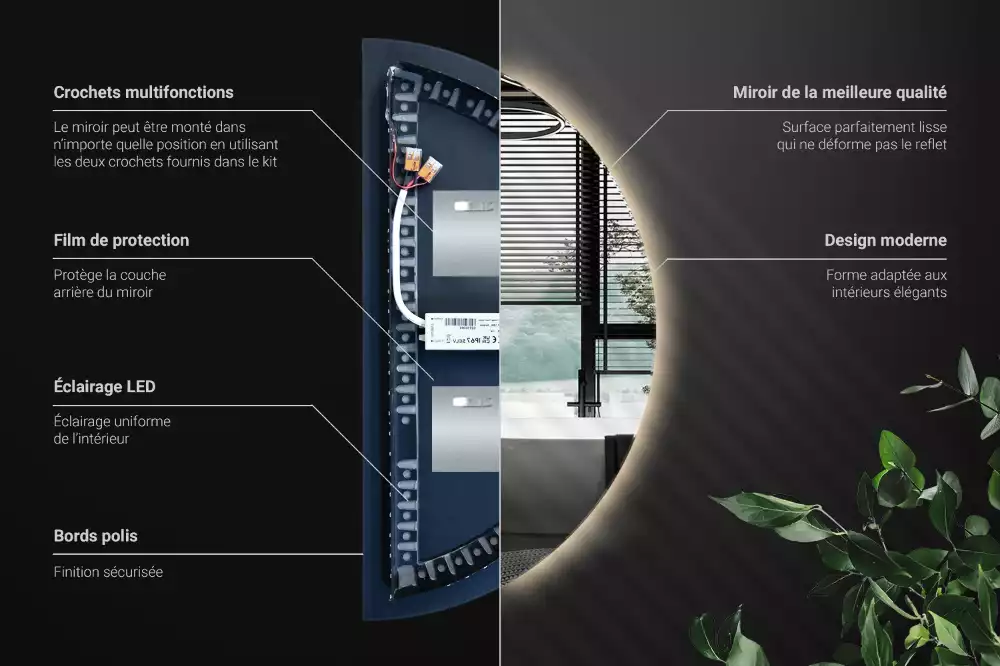 Espejo semicirculo accesorio con estilo