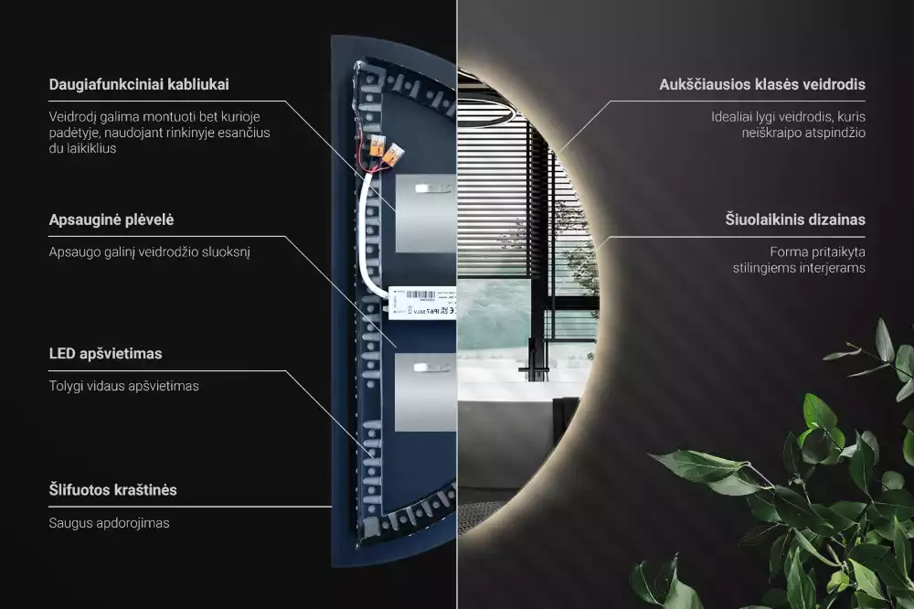 Espejo semicirculo accesorio con estilo