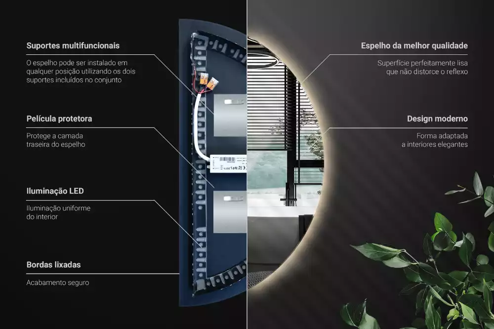 Espejo semicirculo accesorio con estilo