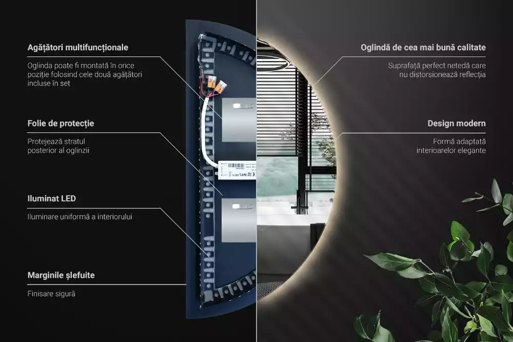 Espejo semicirculo accesorio con estilo