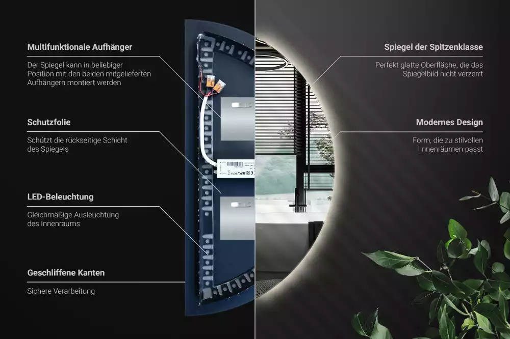 Espejo semicirculo accesorio con estilo