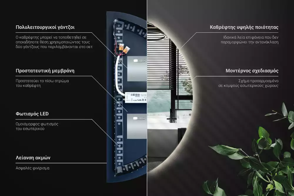 Espejo semicirculo accesorio con estilo