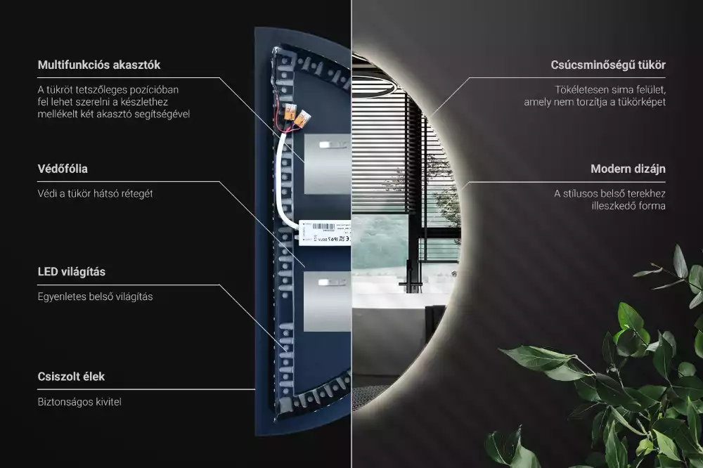 Espejo semicirculo accesorio con estilo