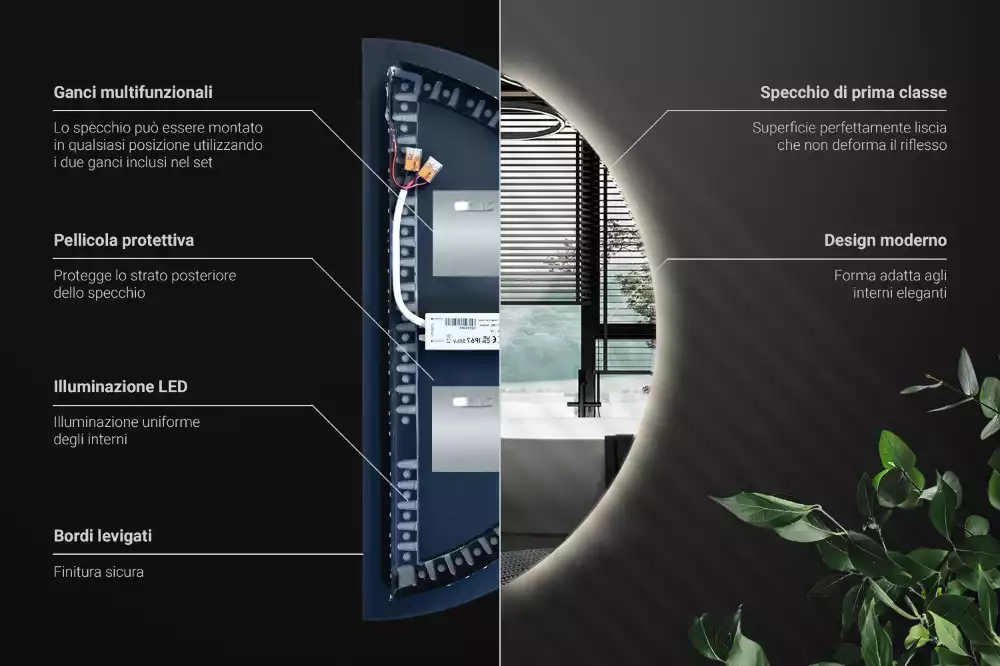 Espejo semicirculo accesorio con estilo