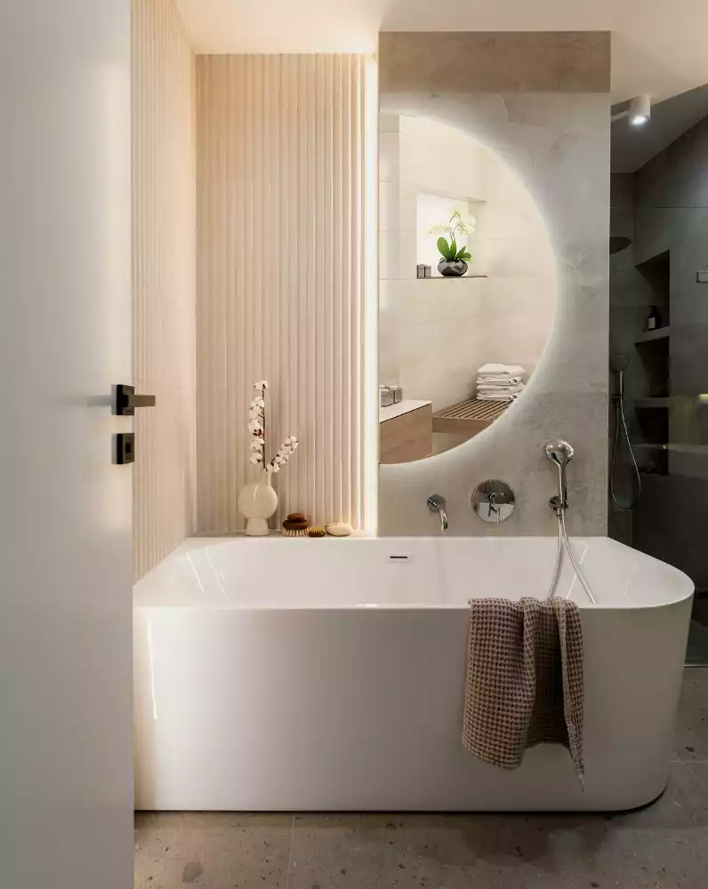 Espejo semicirculo accesorio con estilo