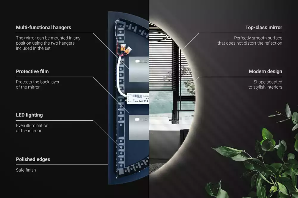 Espejo semicirculo accesorio con estilo