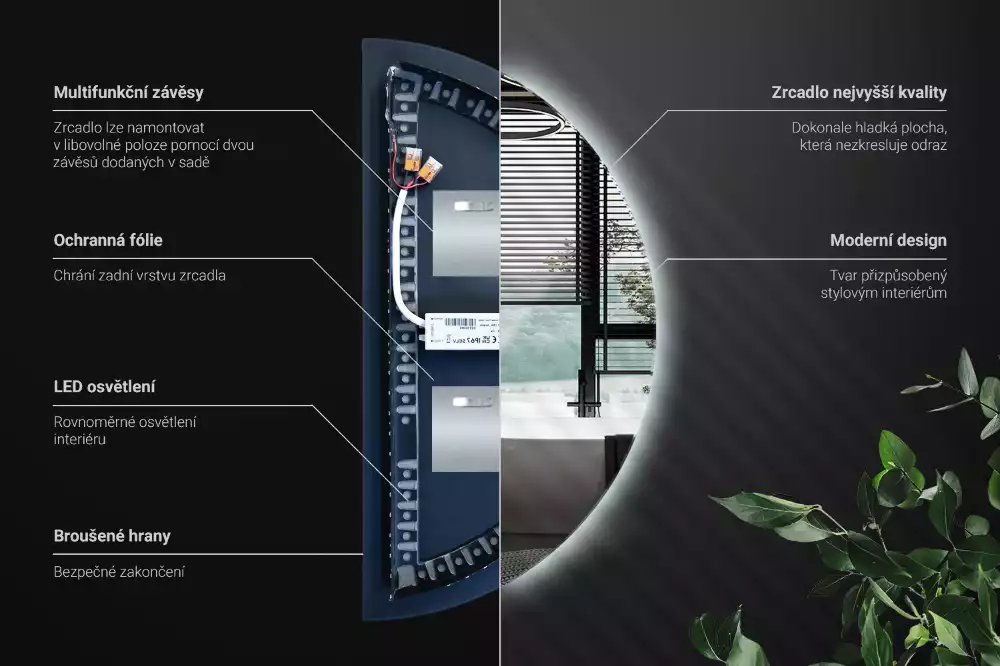 Espejo semicirculo accesorio con estilo