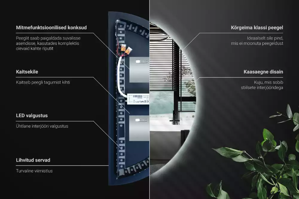 Espejo semicirculo accesorio con estilo