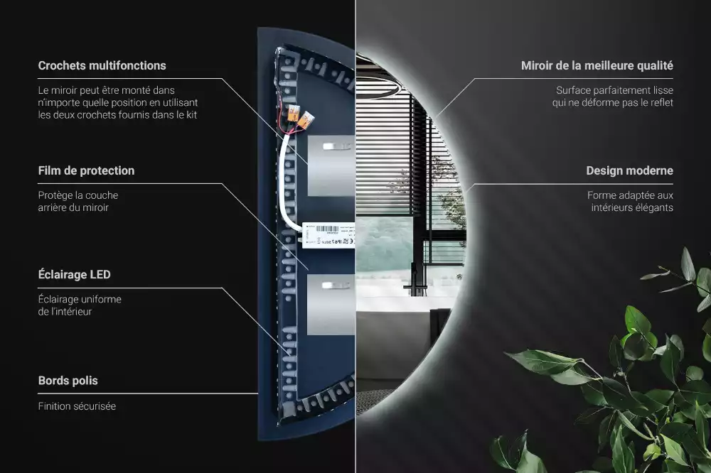 Espejo semicirculo accesorio con estilo