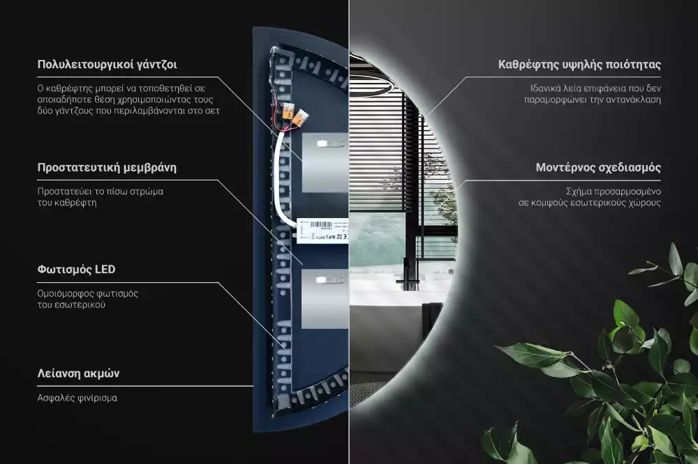 Espejo semicirculo accesorio con estilo