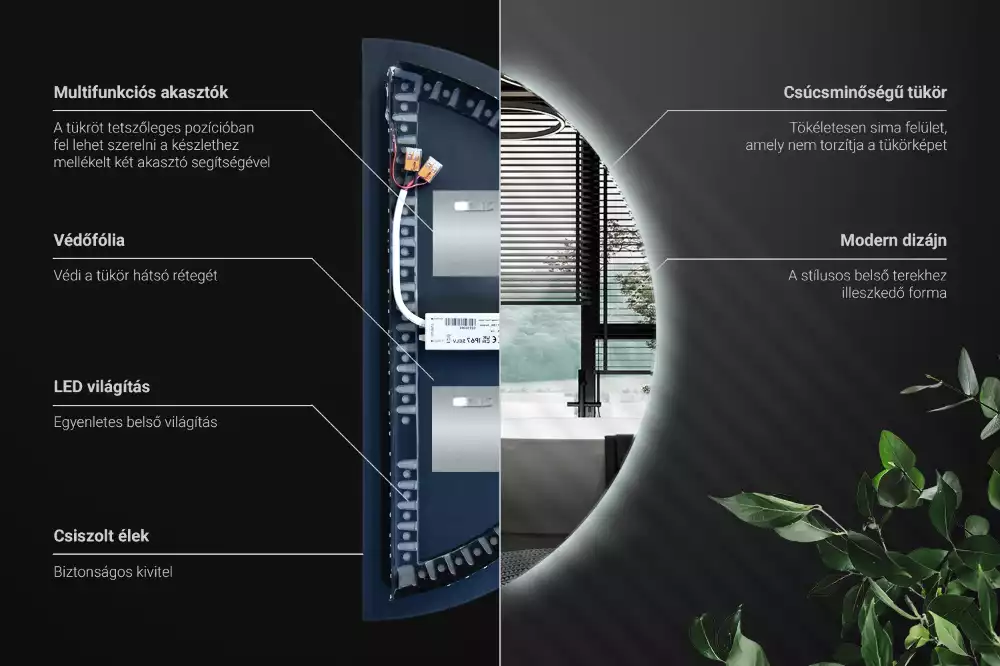 Espejo semicirculo accesorio con estilo
