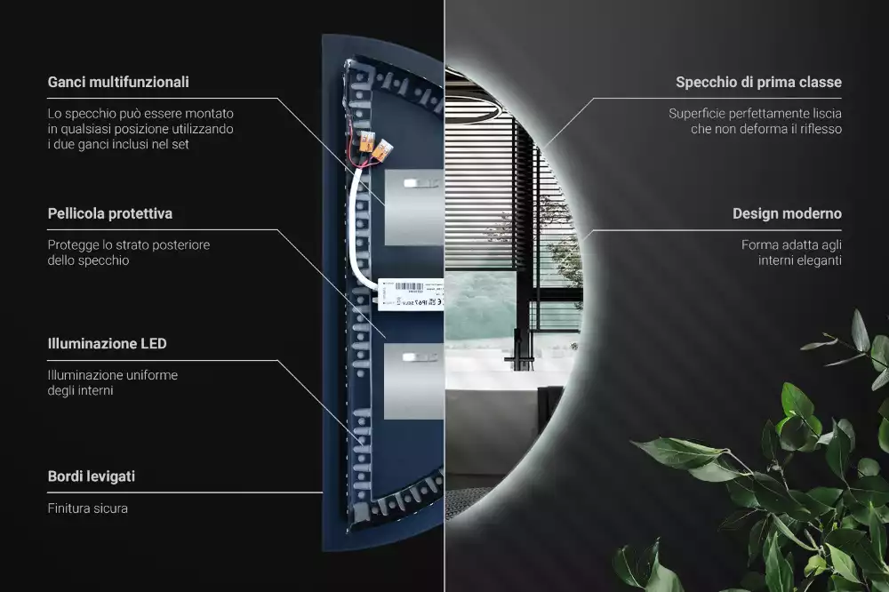 Espejo semicirculo accesorio con estilo