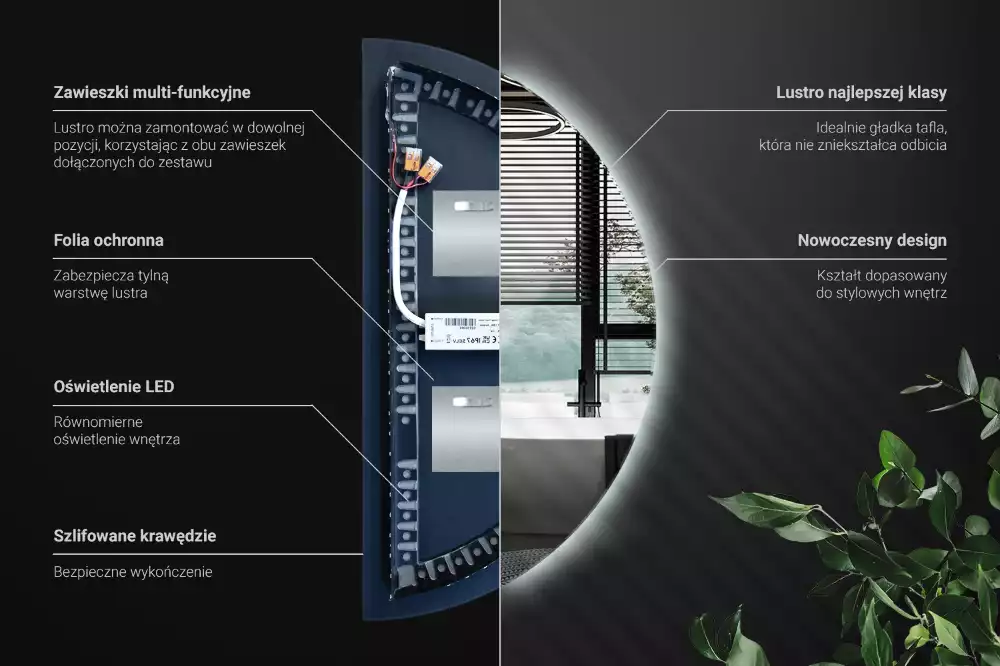 Espejo semicirculo accesorio con estilo