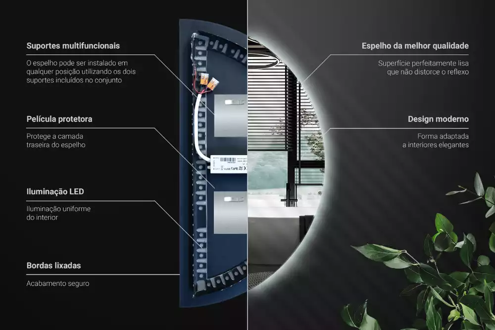 Espejo semicirculo accesorio con estilo