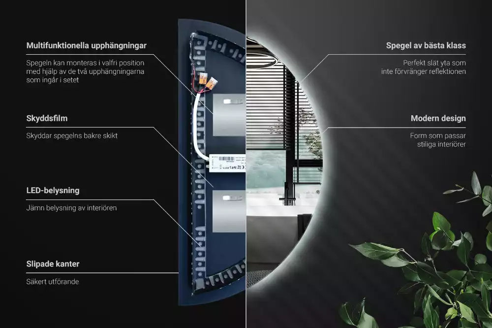 Espejo semicirculo accesorio con estilo