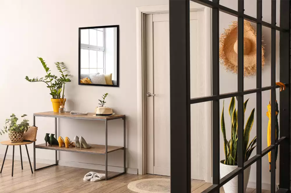 Espejo rectangular pared con marco negro