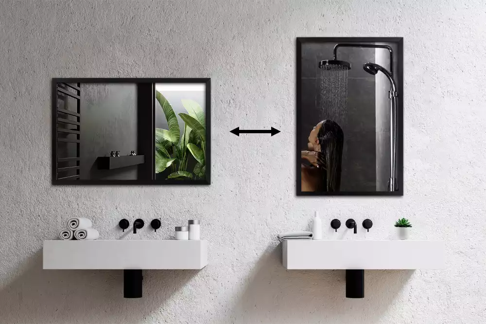 Espejo rectangular pared con marco negro