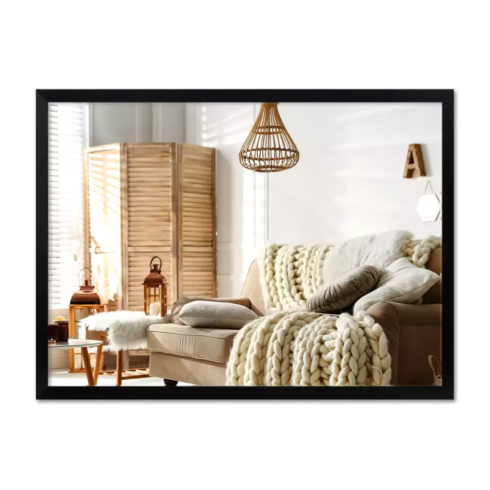 Espejo rectangular pared con marco negro