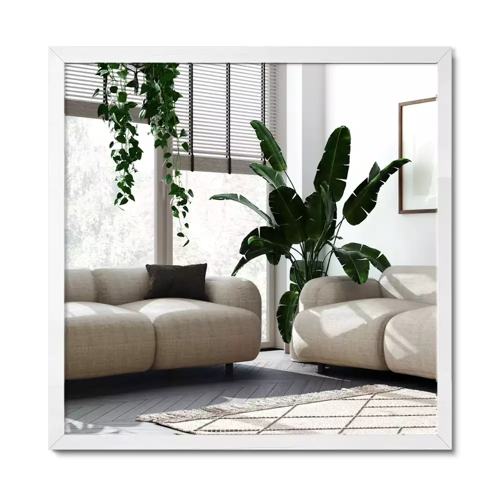 Espejo rectangular decorativo con marco blanco