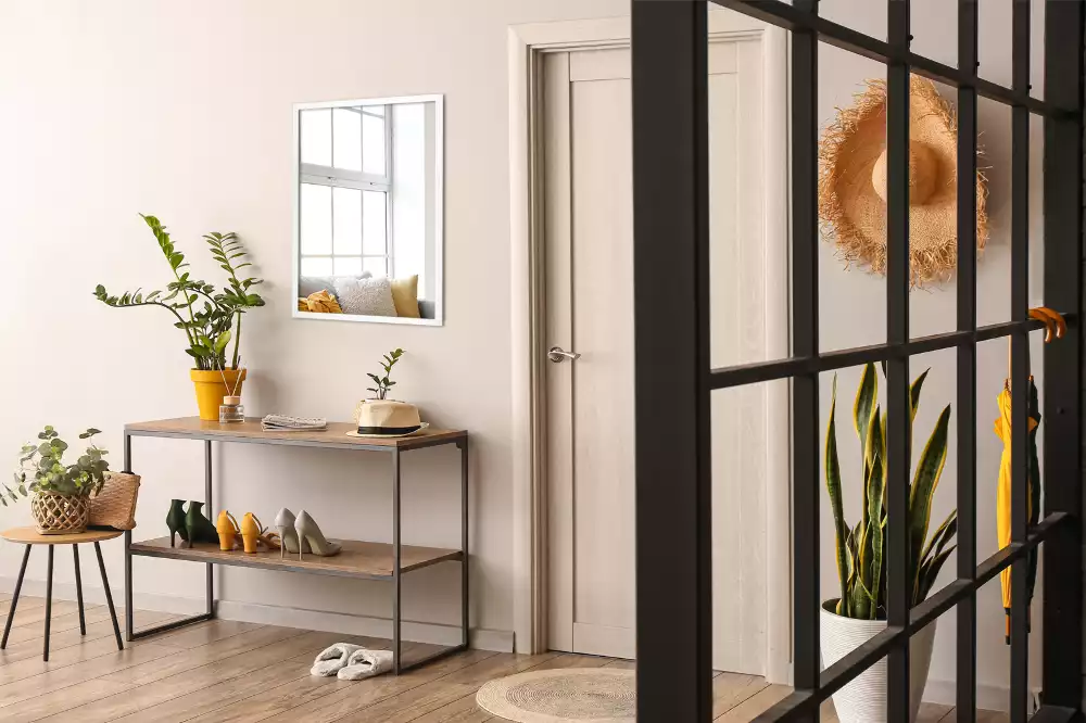 Espejo rectangular decorativo con marco blanco