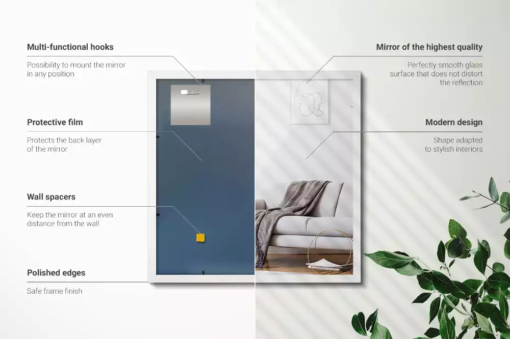 Espejo rectangular decorativo con marco blanco